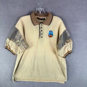 Vintage Mens Polo Shirt XL Made In USA Janet Blase Camo Sleeve Mexico Patch Army